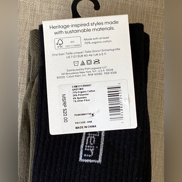 Calvin Klein Men’s Reimagined Heritage Cushion Crew 3 Pairs Grey Mix - Picture 5 of 12